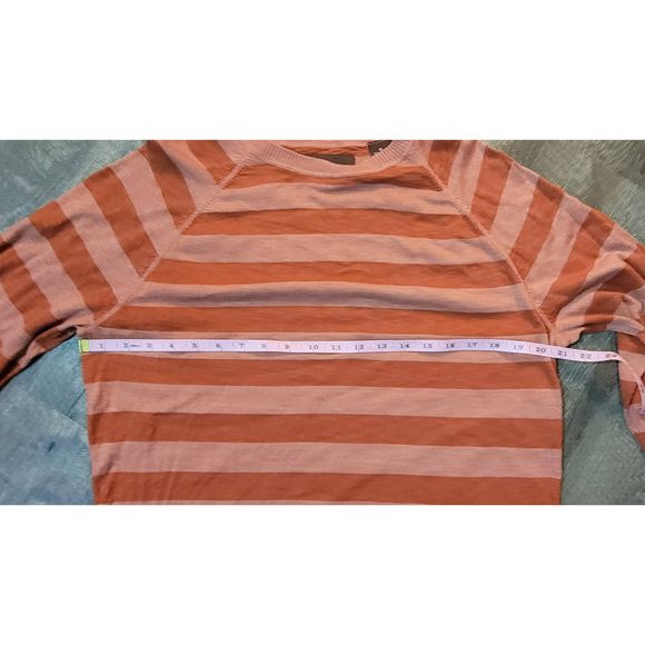 Perry Ellis Sweater Crew Neck Men's M Orange Striped Long-sleeved Super Soft Cot - Picture 8 of 10